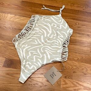 Stone Fox Swim Beige and White One Piece